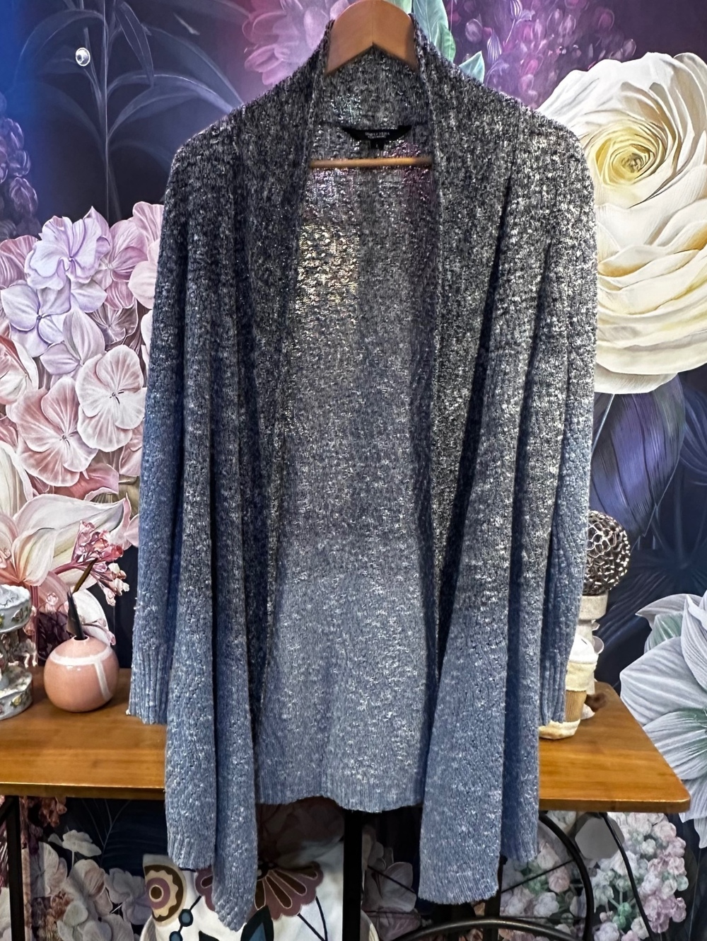Simply Vera Wang Large Cotton Ombre Long Open Front Cardigan Boho Cozy USA